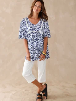 Tunique évasée élastiquée taille