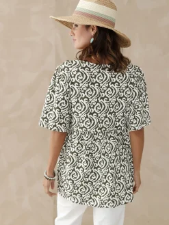 Tunique évasée élastiquée taille