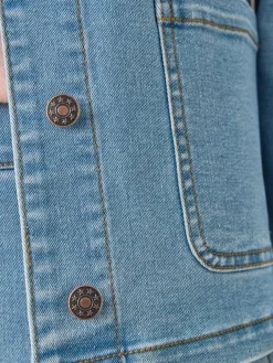 Veste denim encolure ronde