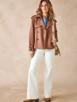 Veste style trench en suédine