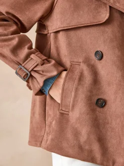 Veste style trench en suédine