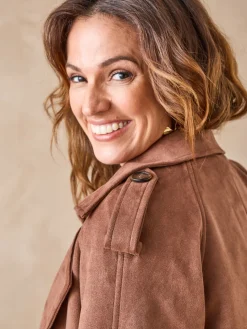 Veste style trench en suédine